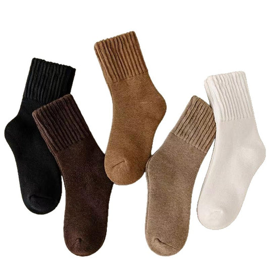 5 Pairs Women's Solid Mid-calf Socks