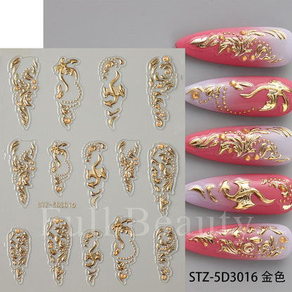 Gold Foil Luxury Embossed Nail Stickers