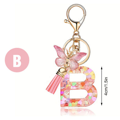 Butterfly Letter Keychain Tassel Design