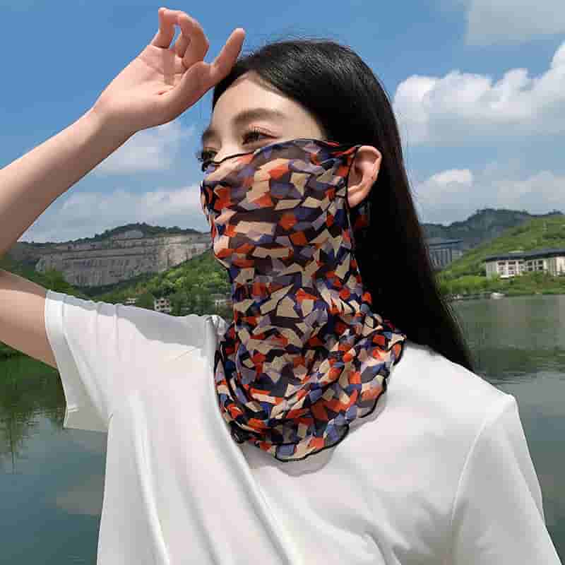 🧣🌺Summer Multifunctional Mesh Neck Gaiter – Face Cover/Scarf/Ear-loop Scarf 3-in-1, Breathable & Sun Protection
