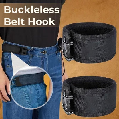 New Buckleless Belt with Hook – Metal Hook & Velcro, Adjustable & Stretchy, Comfortable Everyday Wear, Unisex