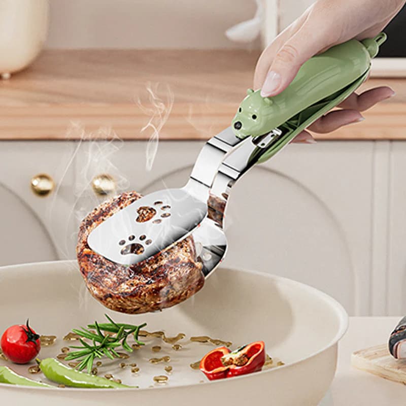 🍳 2-in-1 Lockable Oil-Draining Spatula Tongs 🔥