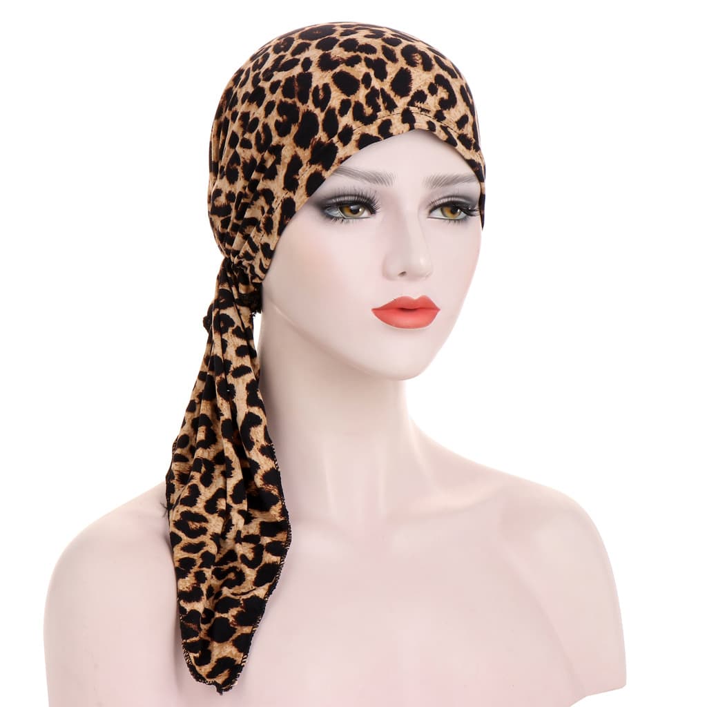 🌸Women's Floral Pre-Tied Head Scarf Turban – Dual Tails Design, Can Be Worn as Wig, Soft & Elastic, Ready-to-Wear