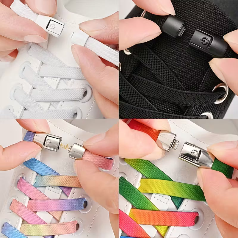 1 Pair Free-Tie Shoelaces Set for Sneakers Canvas Shoes