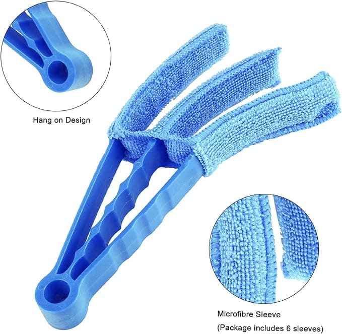 3-in-1 Blinds & AC Vent Cleaning Brush with Microfiber Sleeves – Multipurpose Dust Remover Tool