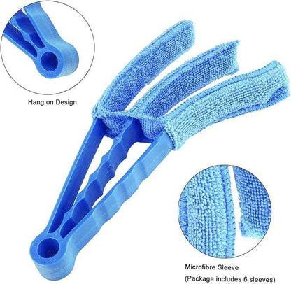 3-in-1 Blinds & AC Vent Cleaning Brush with Microfiber Sleeves – Multipurpose Dust Remover Tool