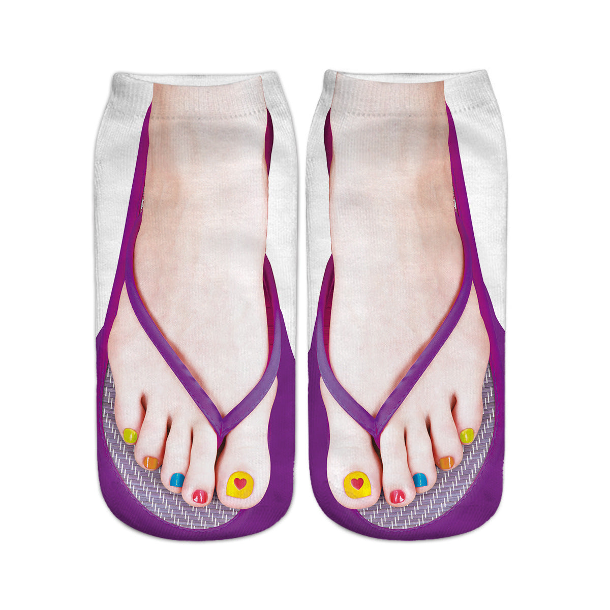 Unisex Printed Flip-Flop Socks