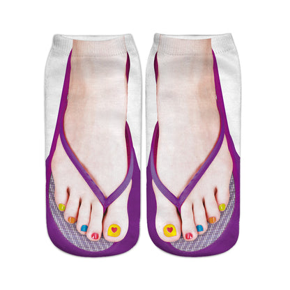 Unisex Printed Flip-Flop Socks