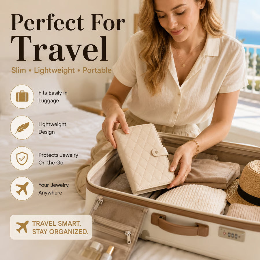 Luxury Jewelry Organizer Book – Anti-Tarnish Jewelry Storage Case, Portable Travel Jewelry Holder for Rings, Earrings & Necklaces