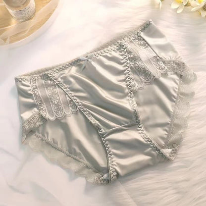 Women’s Ice Silk Seamless High Waist Lace Panties – Soft & Breathable