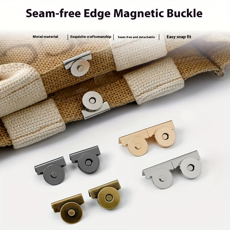 Metal Magnetic Snap Button, Bag Clamp Closure Buckle—Magnetic Fastener for Bags, Clothes & Luggage, No-Sew Removable Connector