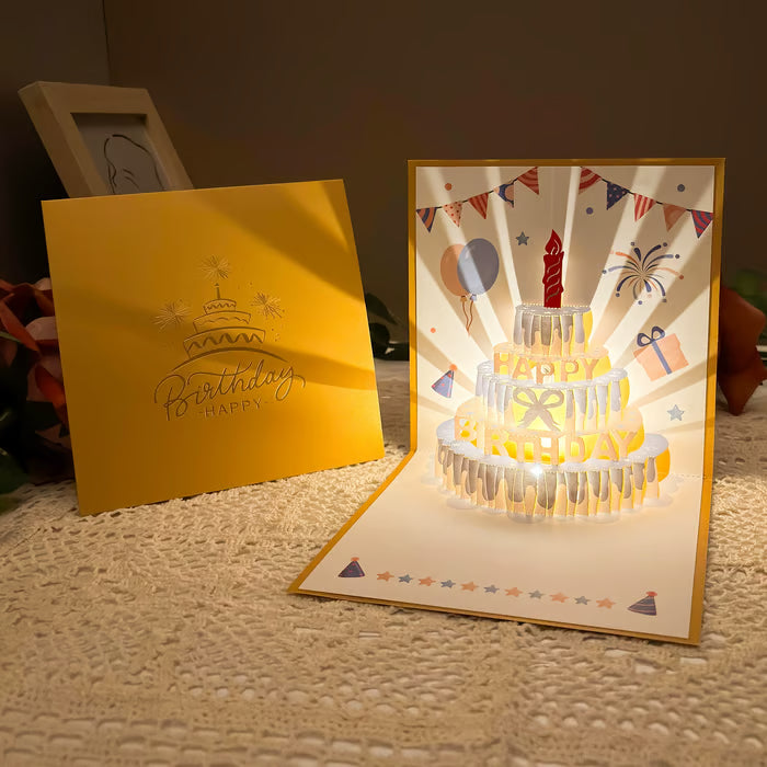 3D Pop-Up Birthday Card with Colorful Music & LED Lights