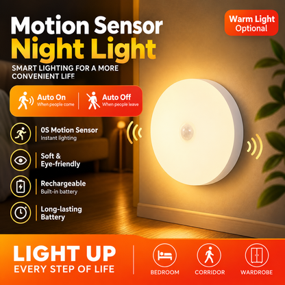 USB Rechargeable Magnetic Round Motion Sensor Light
