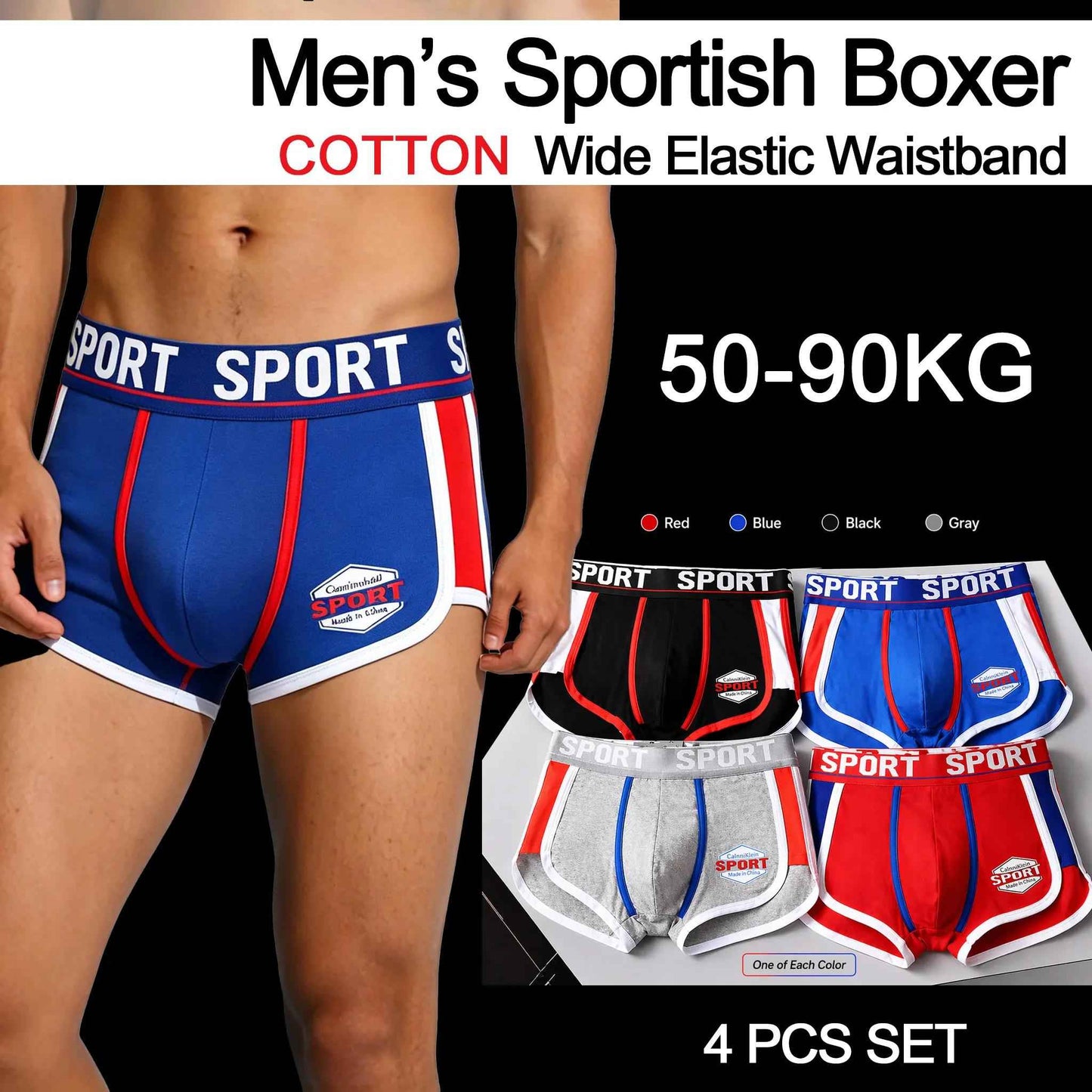 Men's Trendy Korean-Style Printed Cotton Boxer Briefs 🩳