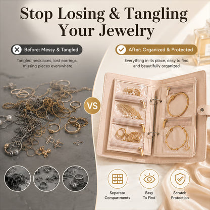Luxury Jewelry Organizer Book – Anti-Tarnish Jewelry Storage Case, Portable Travel Jewelry Holder for Rings, Earrings & Necklaces