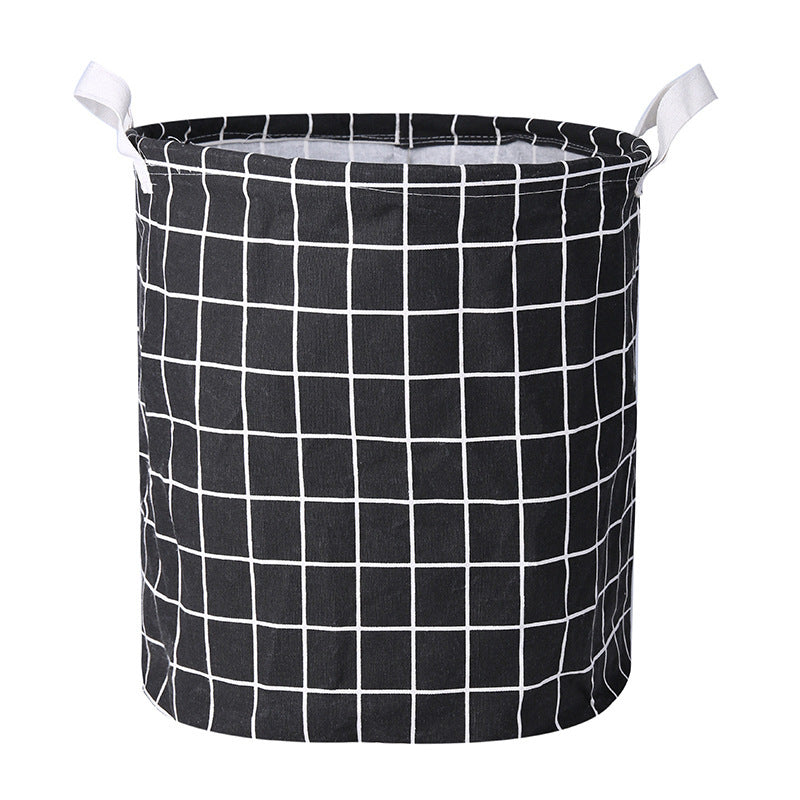 Collapsible Cotton Linen Laundry Basket, Round Storage Bin