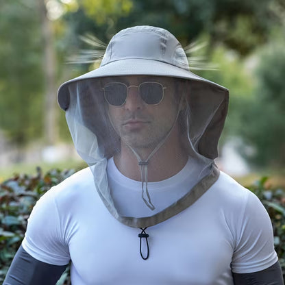 Outdoor Mosquito-Proof Hat, Unisex Fishing Hat with Breathable Mesh Face Shield, Sun Protection