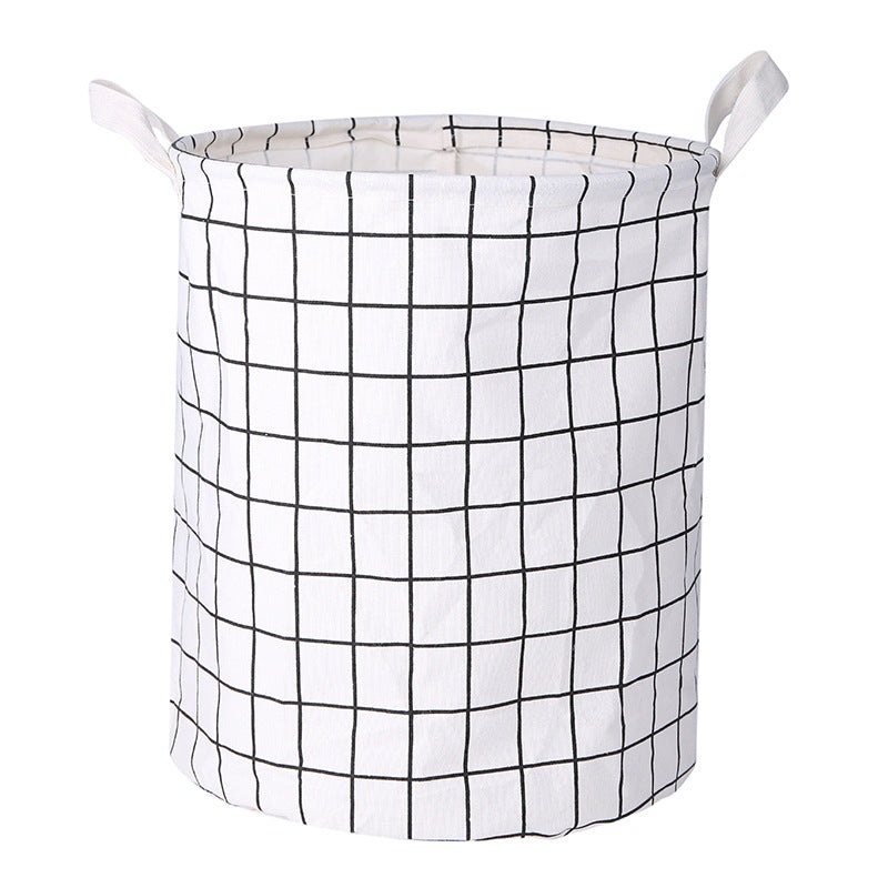 Collapsible Cotton Linen Laundry Basket, Round Storage Bin