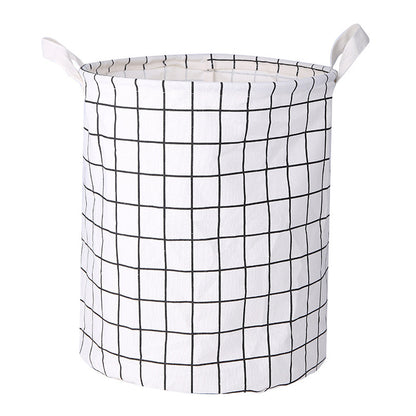 Collapsible Cotton Linen Laundry Basket, Round Storage Bin