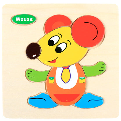 3 Pcs——Wooden Animal Puzzle Educational Toy for Kids
