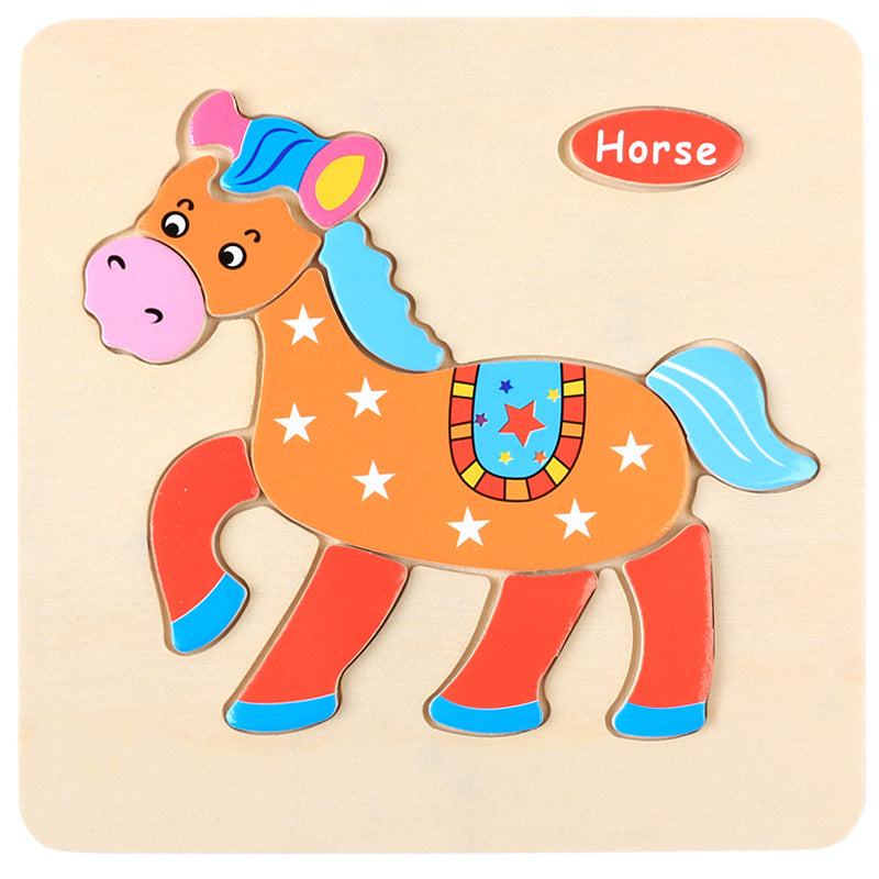 3 Pcs——Wooden Animal Puzzle Educational Toy for Kids