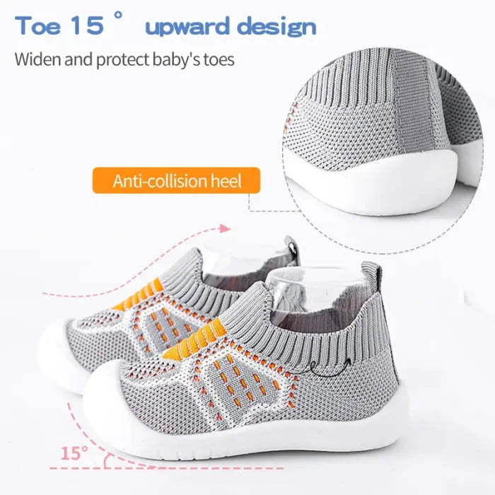👶Baby Non-Slip Shoes – Breathable Mesh, Rubber Sole, for Home & Outings