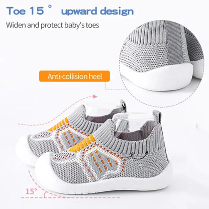 👶Baby Non-Slip Shoes – Breathable Mesh, Rubber Sole, for Home & Outings