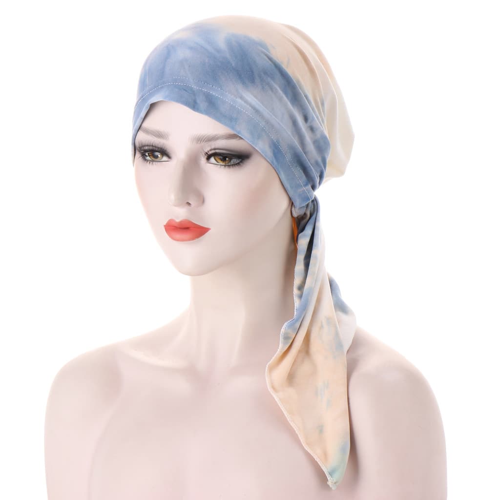 🌸Women's Floral Pre-Tied Head Scarf Turban – Dual Tails Design, Can Be Worn as Wig, Soft & Elastic, Ready-to-Wear