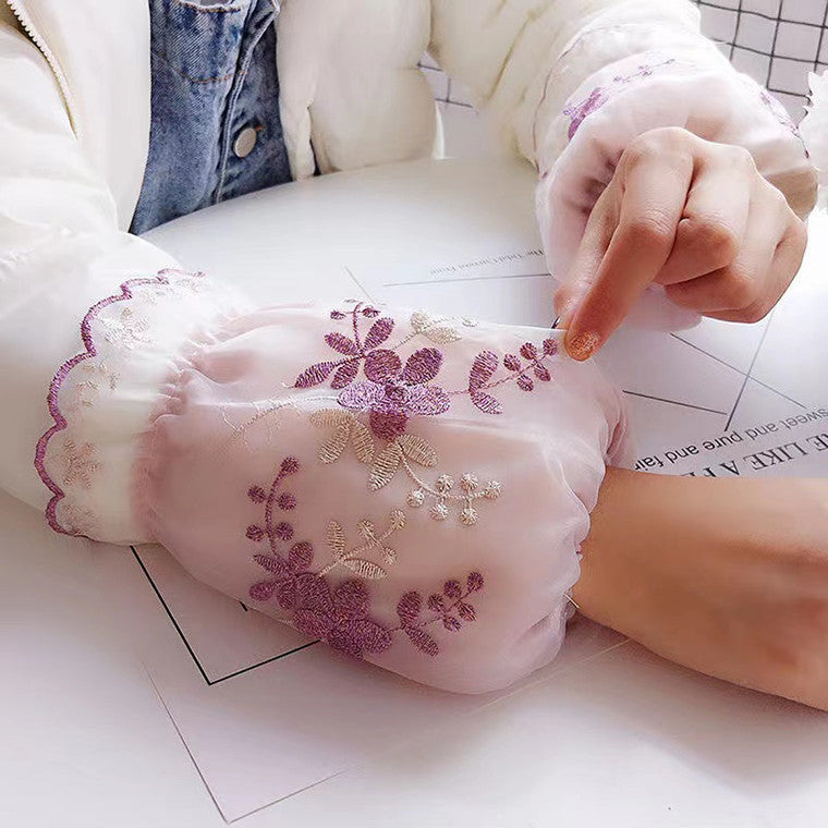 1 Pair Women's Elegant Floral Lace Sleeve Cuffs