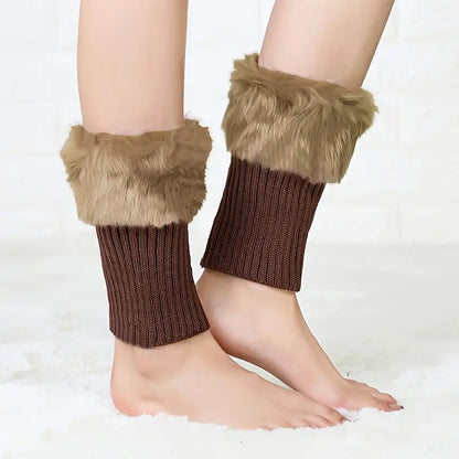 Short Turn-Back Fleece Thermal Leg Warmer Knitted Sock Sleeves