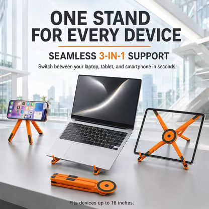 Magnetic Aluminum Stand – Universal for Phone, Tablet & Laptop, Also Doubles as Selfie Stick