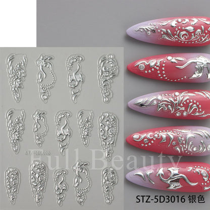 Gold Foil Luxury Embossed Nail Stickers