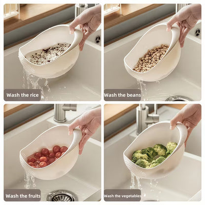 Rice Washing Draining Basket Kitchen Vegetable Fruit Washing Basket