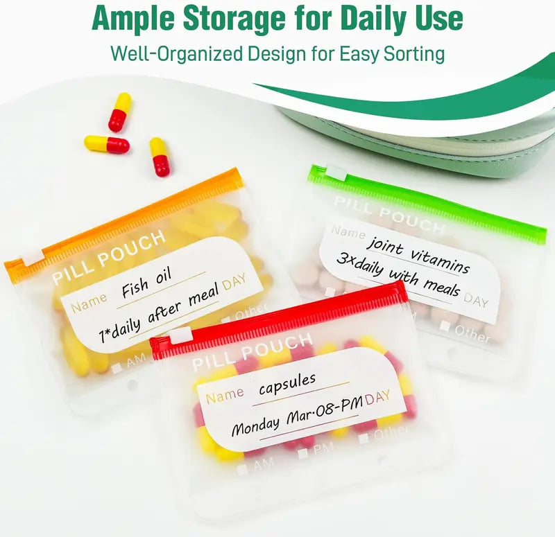 💊A8 Waterproof Pill Pouch – 7-14 Day Supply, Waterproof & Crush-Resistant, Travel Medicine Organizer 💧
