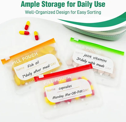 💊A8 Waterproof Pill Pouch – 7-14 Day Supply, Waterproof & Crush-Resistant, Travel Medicine Organizer 💧