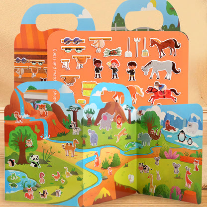 Children's reusable sticker book with waterproof double-sided design