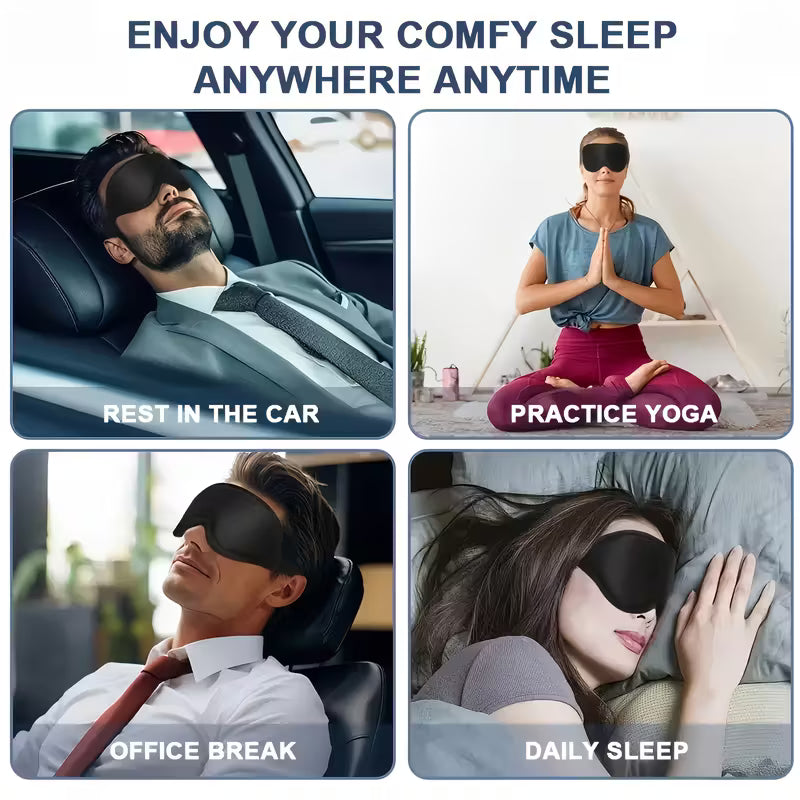 3D Contoured Sleep Mask - 100% Blackout Noise Reducing