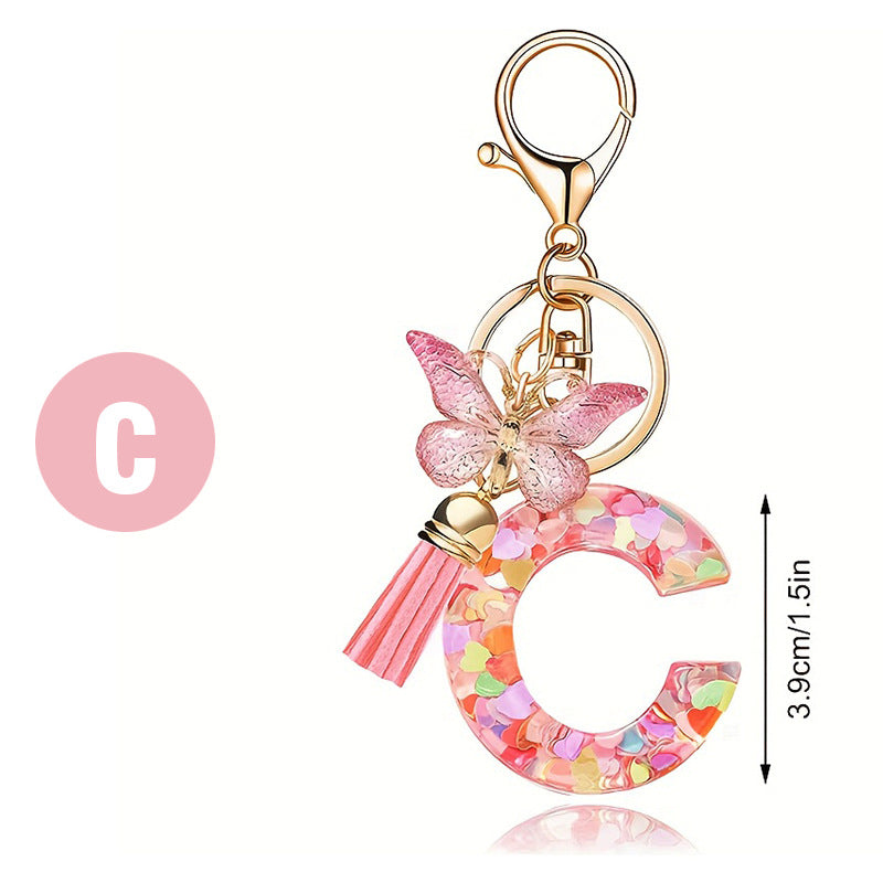 Butterfly Letter Keychain Tassel Design