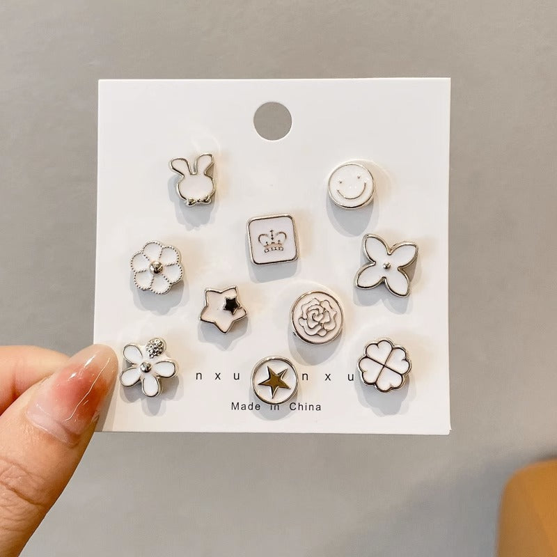 10 Pcs/Set Anti-Exposure Fixed Brooches · Pearl Rhinestone Brooch Set