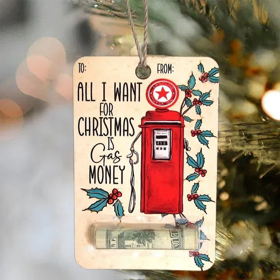 Handcrafted Wooden Christmas Money Clip Gift Ornament