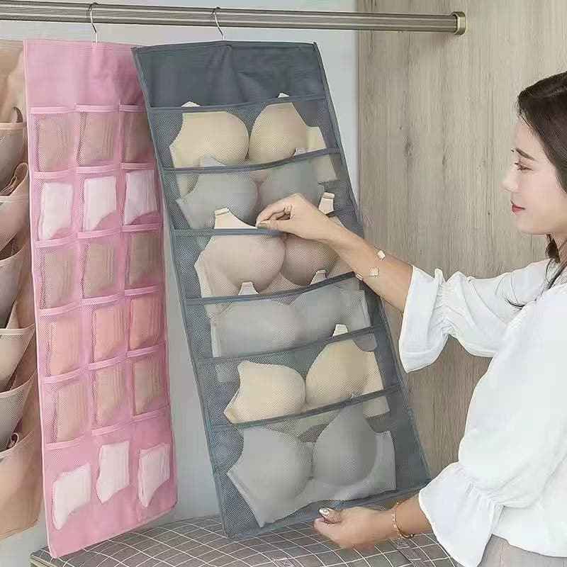 Double-Sided Underwear Hanging Organizer – Large Capacity, Holds Bras, Socks & Underwear, Space-Saving for Closet