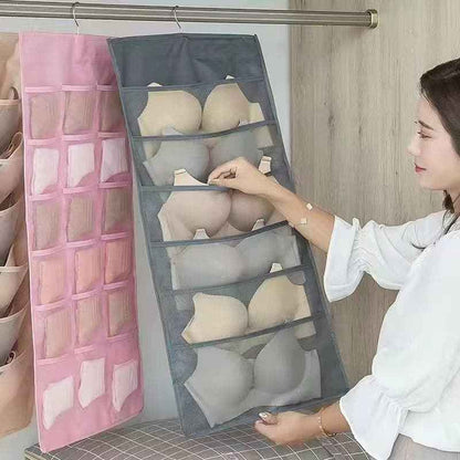 Double-Sided Underwear Hanging Organizer – Large Capacity, Holds Bras, Socks & Underwear, Space-Saving for Closet