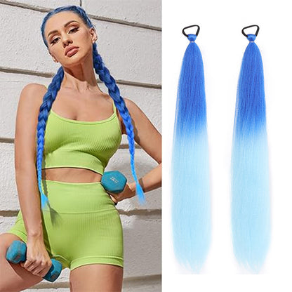 2pcs Ombre Jumbo Braiding Ponytail Extensions, 26-Inch Synthetic High Temperature Fiber Hair