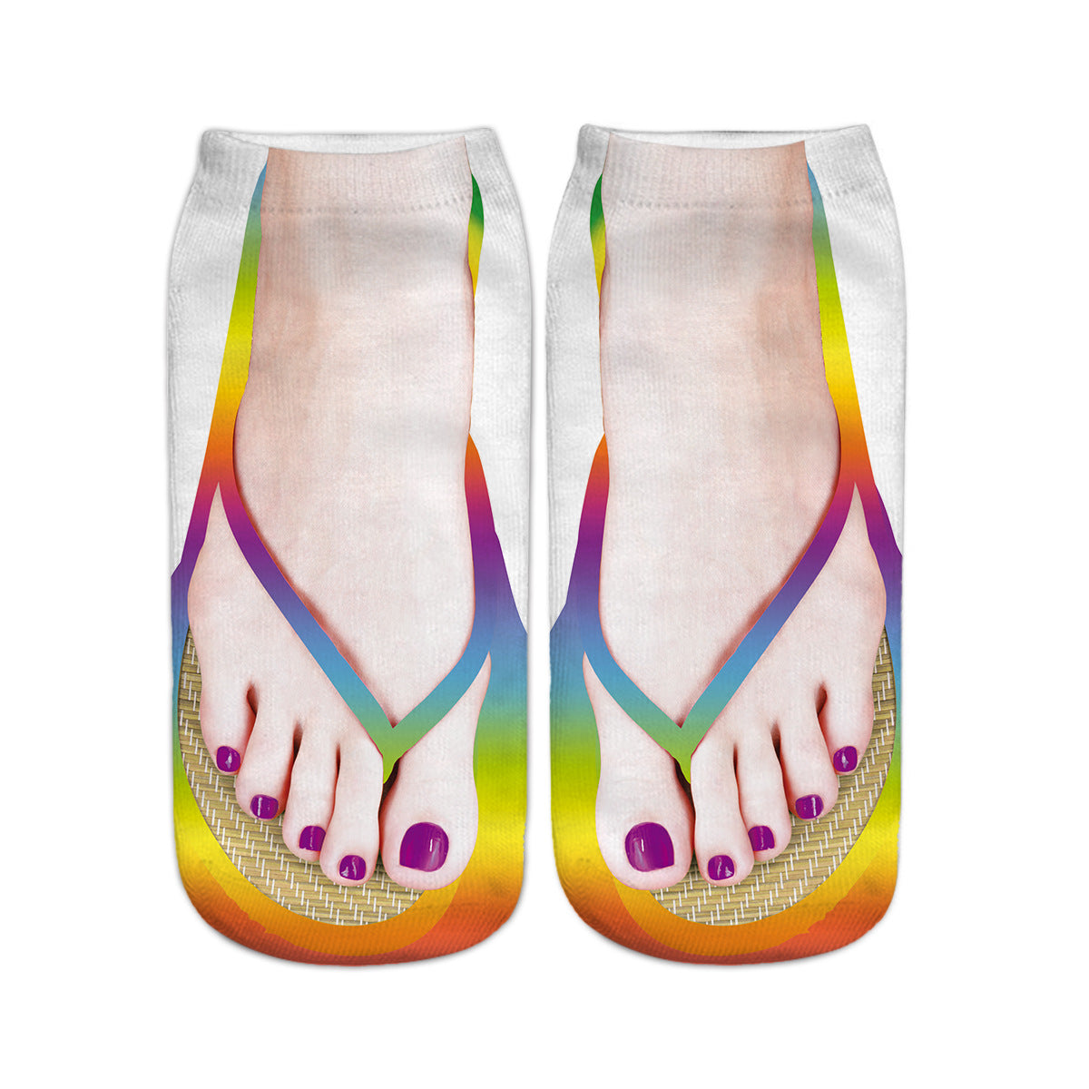Unisex Printed Flip-Flop Socks