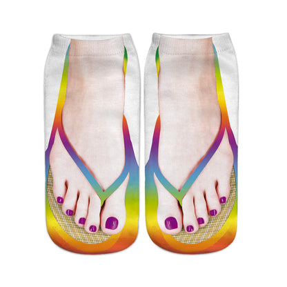 Unisex Printed Flip-Flop Socks