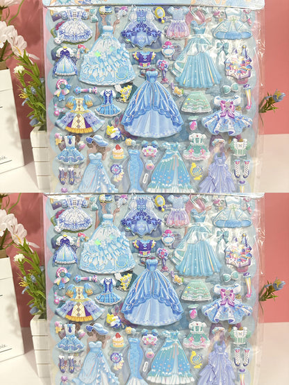 Double-layer 3D Princess Dress Up Stickers-Children's Dress Up Game