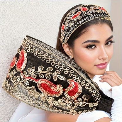 Wide Lace Sequin Non-Slip Headband