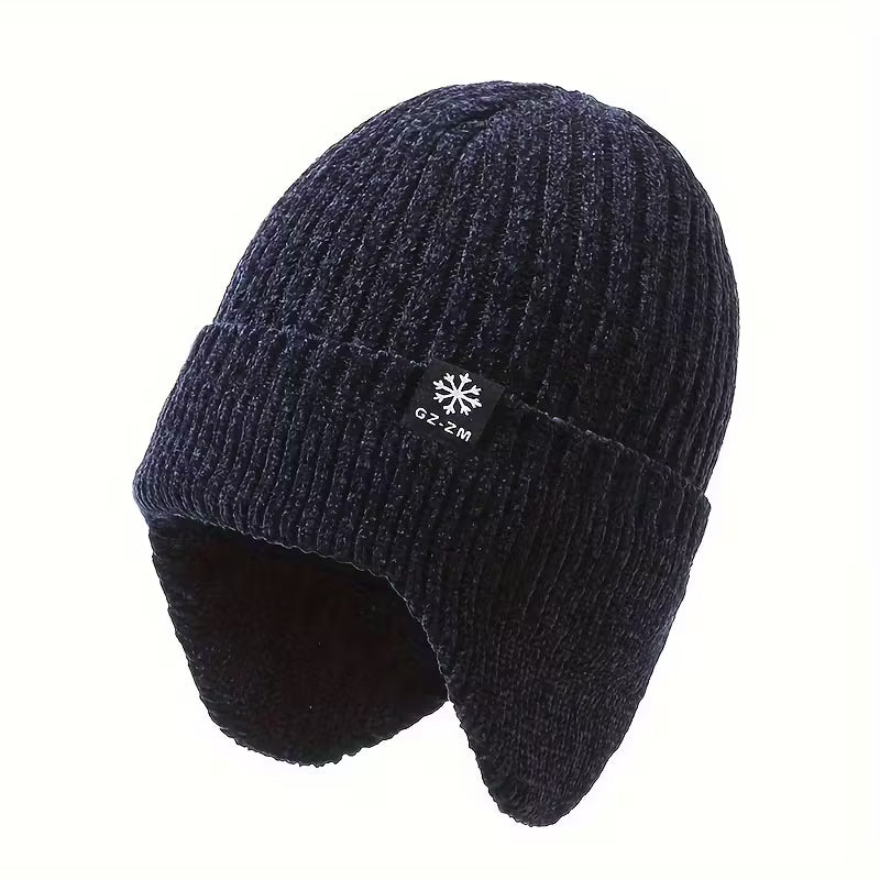 Unisex Winter Warm Knit Hat with Fleece Lining and Ear Protection