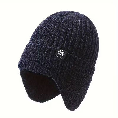 Unisex Winter Warm Knit Hat with Fleece Lining and Ear Protection