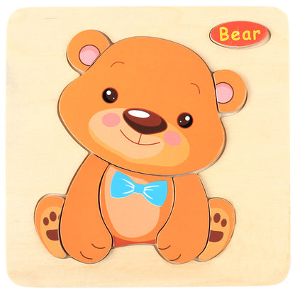 3 Pcs——Wooden Animal Puzzle Educational Toy for Kids